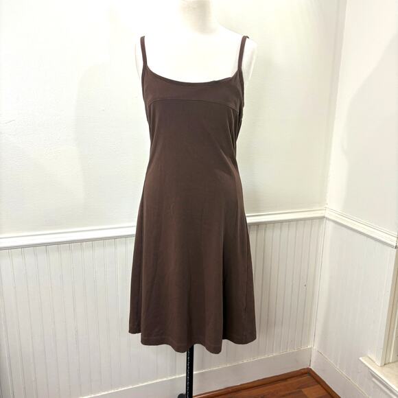 Patagonia Size M Vitaliti Dress Organic Cotton Blend Brown Built-In Bra Stretch - Picture 1 of 10